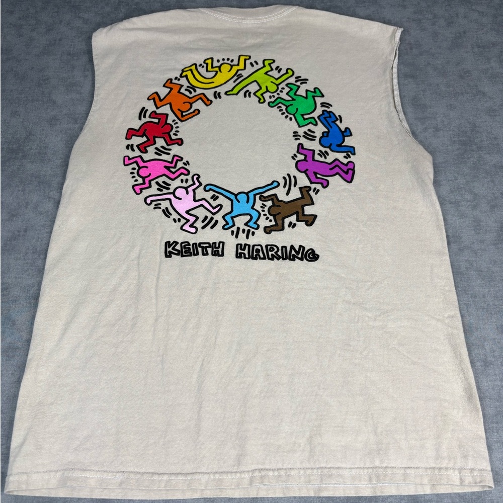 Keith Haring Muscle Tee Medium Tan Cut Off Graphic Shirt